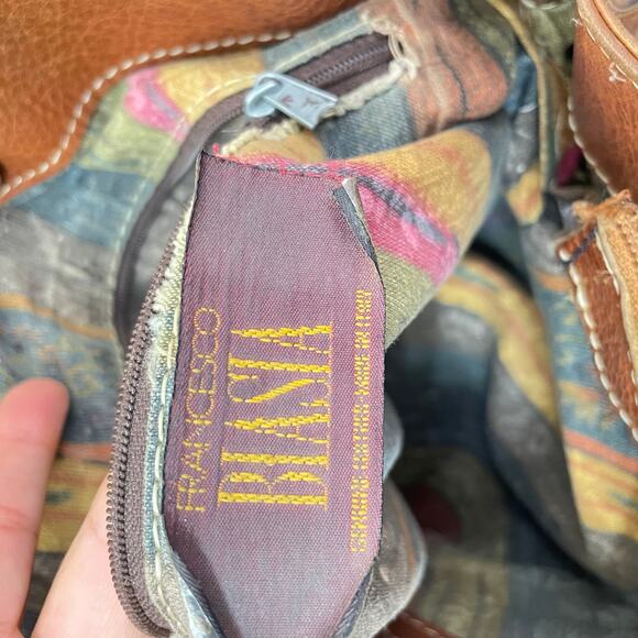 Vintage Francesco Biasia Genuine Leather Shoulder Bag Italy Slouchy Brown Boho - Picture 7 of 16